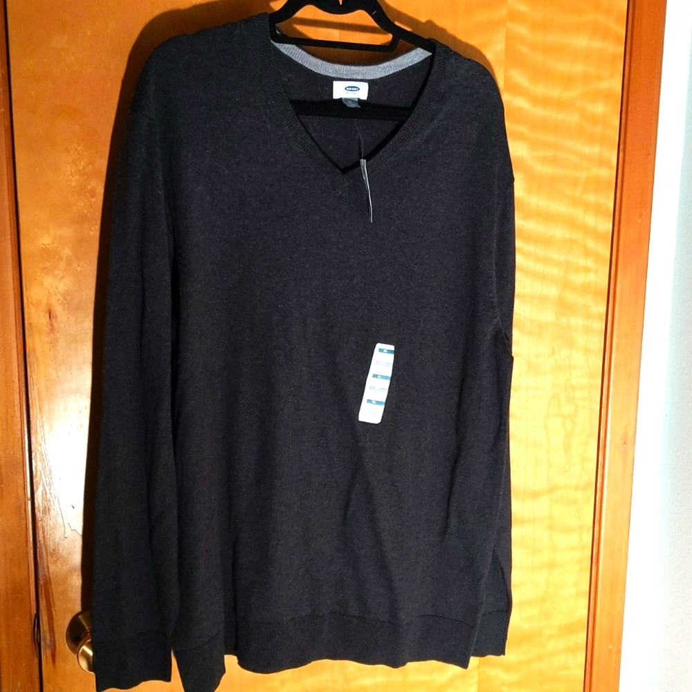 Grey V-neck sweater